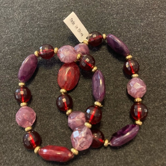 Robert Rose Berry Beaded Goldtone Stretch Bracelet QVC - Picture 4 of 7